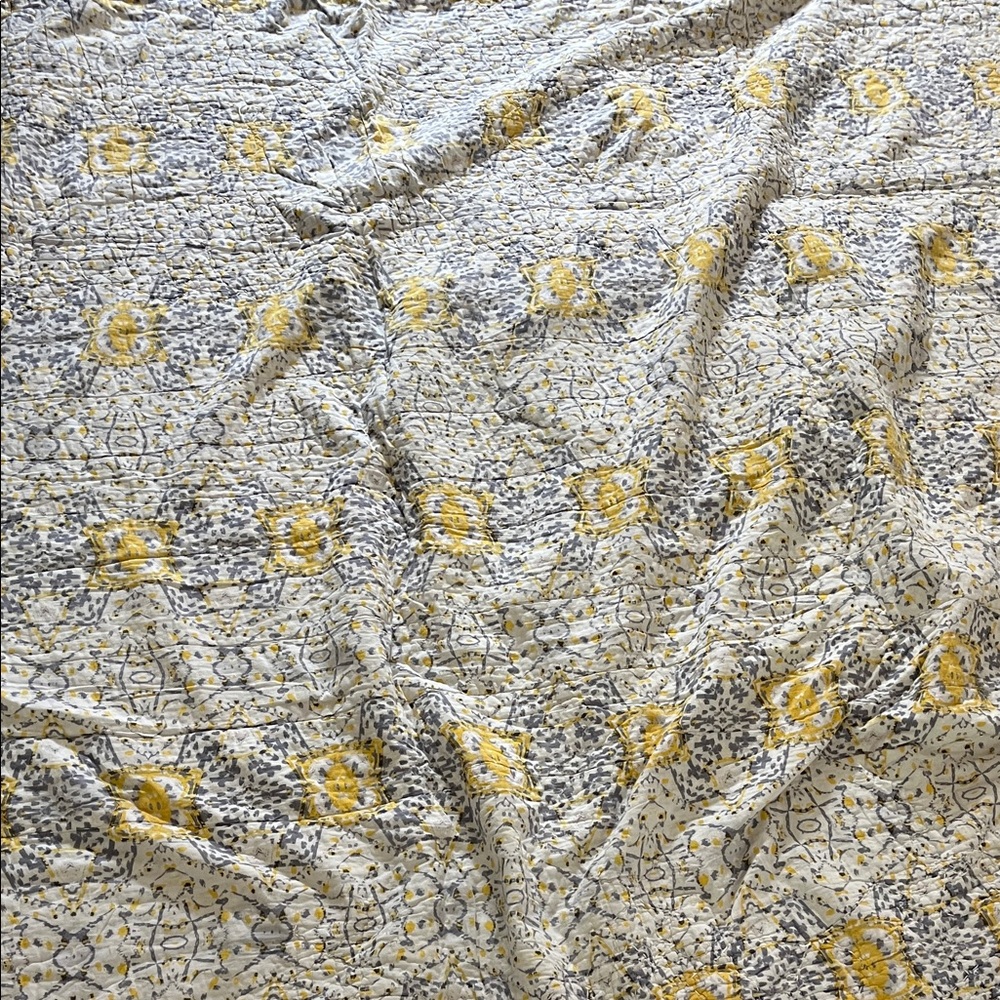 Anthropologie Gray and Yellow Quilted Bedding - Picture 3 of 4